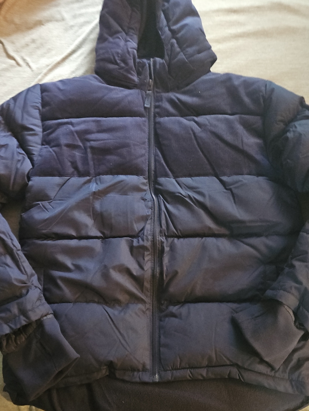 Husky Navy Puffer Hooded Winter Jacket